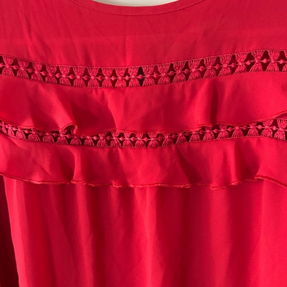 Loft Red Ruffled Women's Top - Picture 2 of 5